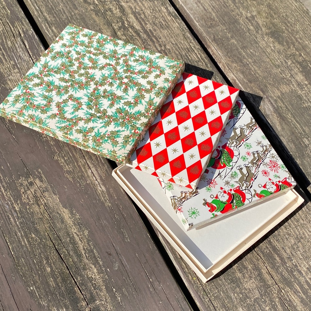 1960's nesting Vintage Christmas Gift Boxes